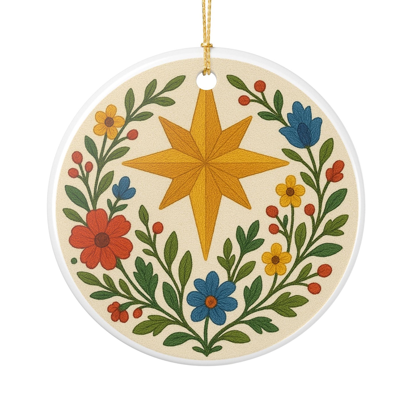 Star of Bethlehem Ceramic Christmas Ornament (2-Sided)