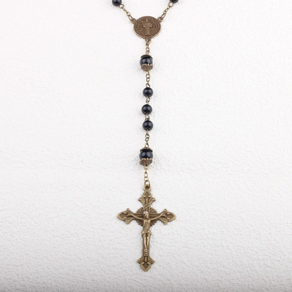 St. Benedict Small Rosary for Men and Women, Black Beads