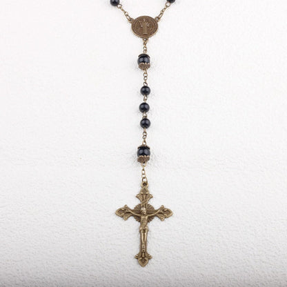 St. Benedict Small Rosary for Men and Women, Black Beads