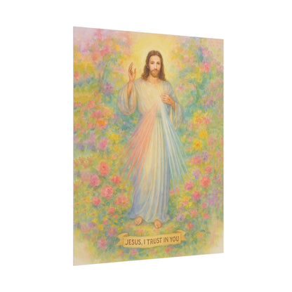 Divine Mercy Watercolor Art – Catholic Rolled Poster | 5x7, 8x10, 11x14, 16x20 Sizes