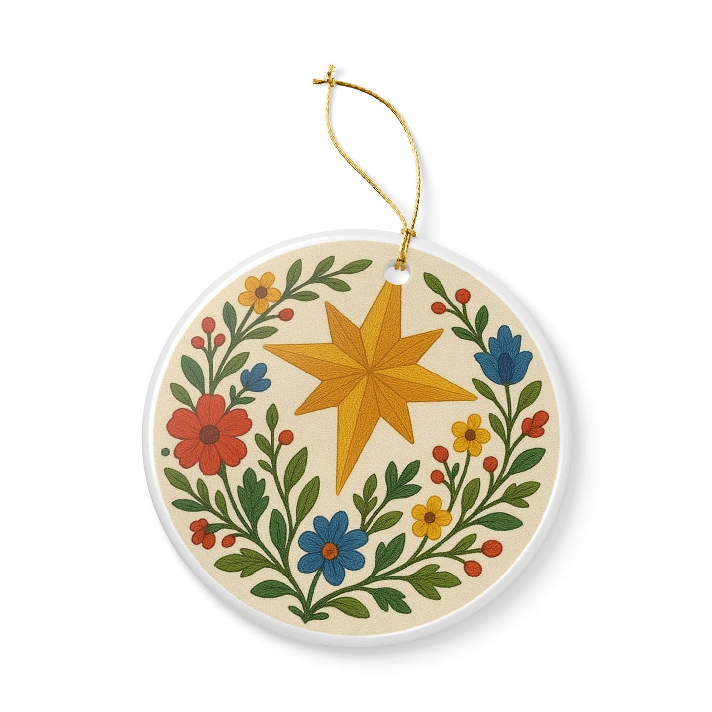 Star of Bethlehem Ceramic Christmas Ornament (2-Sided)