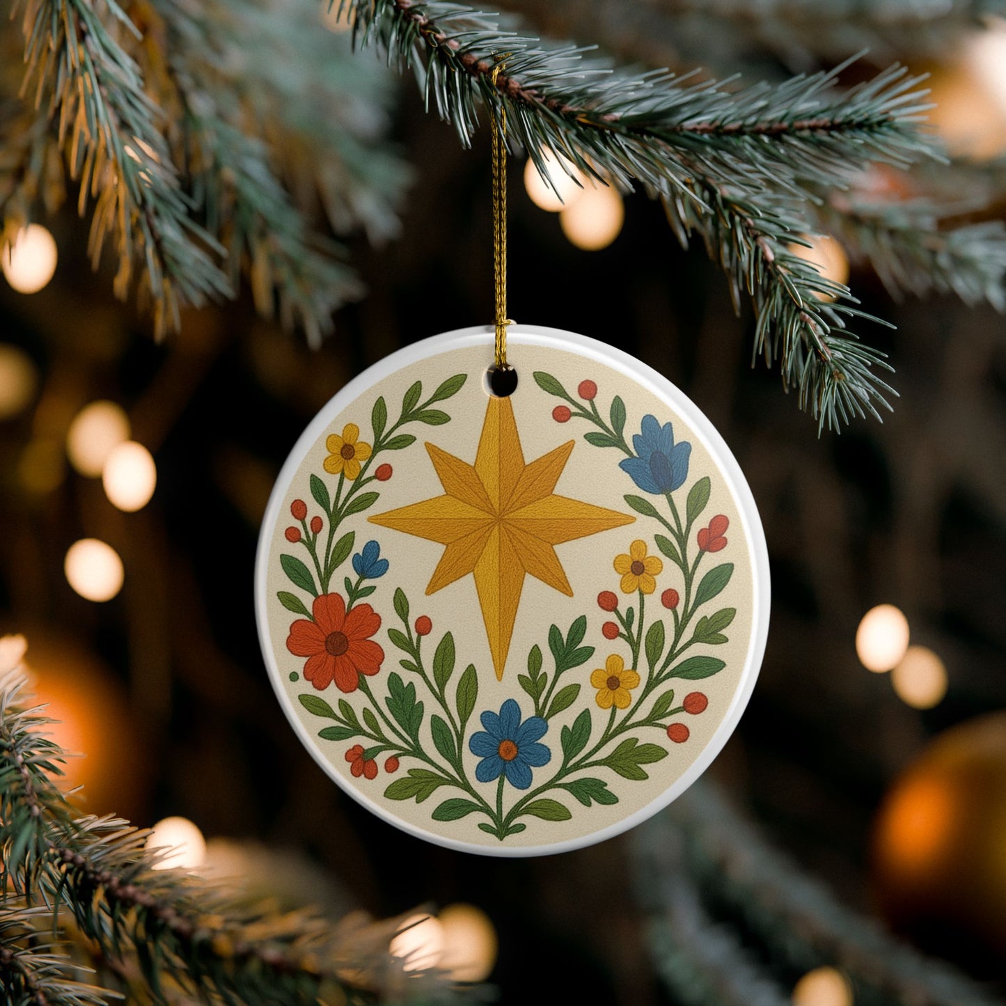 Star of Bethlehem Ceramic Christmas Ornament (2-Sided)