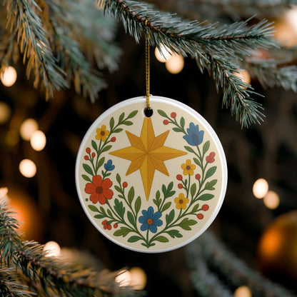 Star of Bethlehem Ceramic Christmas Ornament (2-Sided)