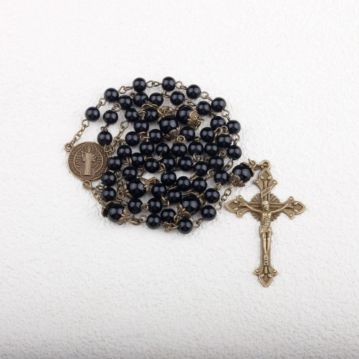 St. Benedict Small Rosary for Men and Women, Black Beads