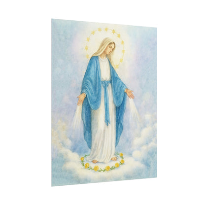 Our Lady of Grace Watercolor Art – Catholic Rolled Poster | 5x7, 8x10, 11x14, 16x20 Sizes