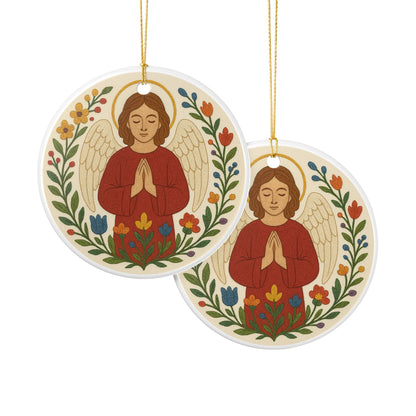 Guardian Angel Ceramic Christmas Ornament (2-Sided)