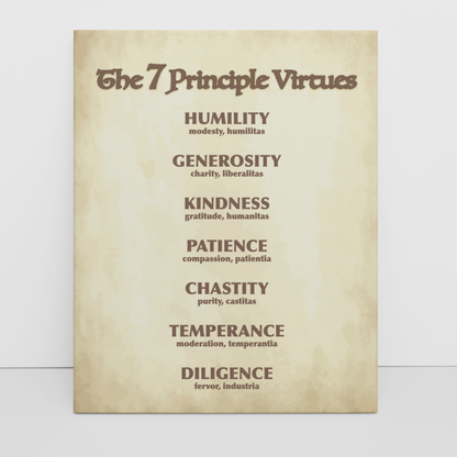 The 7 Principle Virtues – Catholic Wrapped Canvas Wall Art | 5x7, 8x10, 11x14 Sizes