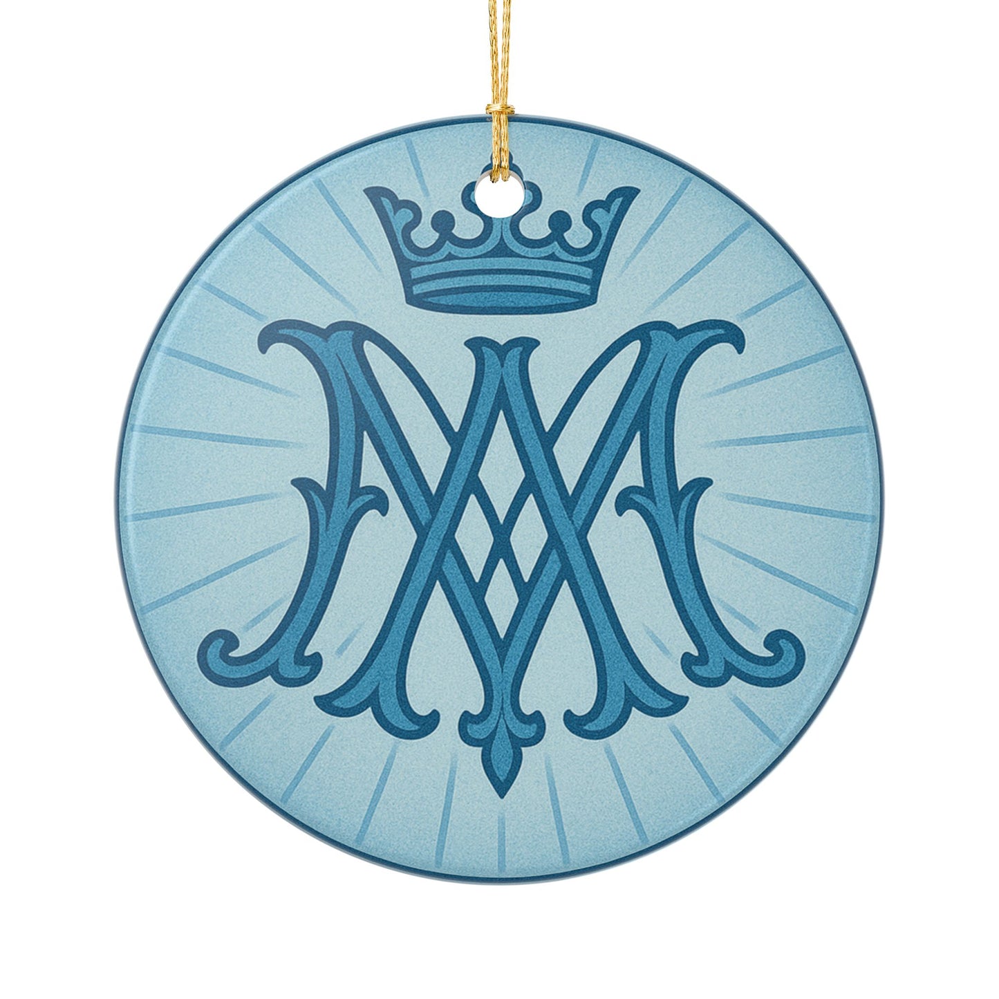 Marian Monogram Symbol Ceramic Christmas Ornament (2-Sided)