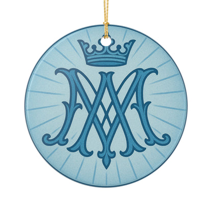 Marian Monogram Symbol Ceramic Christmas Ornament (2-Sided)