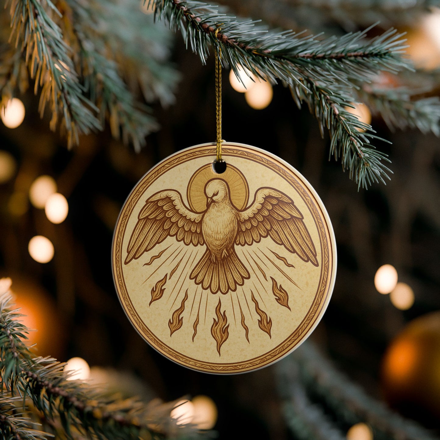 Holy Spirit Dove Ceramic Christmas Ornament (2-Sided)