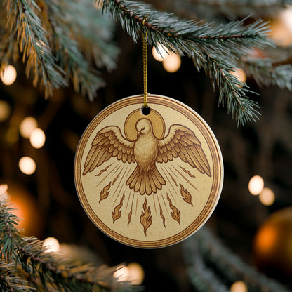 Holy Spirit Dove Ceramic Christmas Ornament (2-Sided)