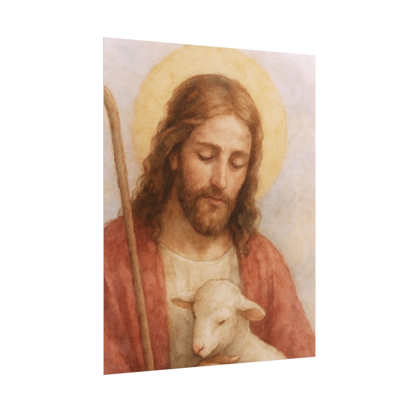 The Good Shepherd Watercolor Art – Catholic Rolled Poster | 5x7, 8x10, 11x14 Sizes