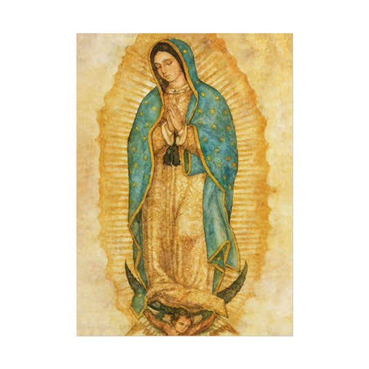 Our Lady of Guadalupe Watercolor Art – Catholic Rolled Poster | 5x7, 8x10, 11x14, 16x20 Sizes