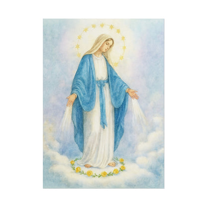 Our Lady of Grace Watercolor Art – Catholic Rolled Poster | 5x7, 8x10, 11x14, 16x20 Sizes
