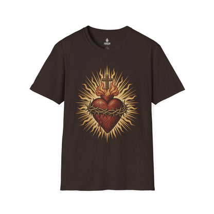 Sacred Heart Graphic T-Shirt — Flaming Crown of Thorns Design