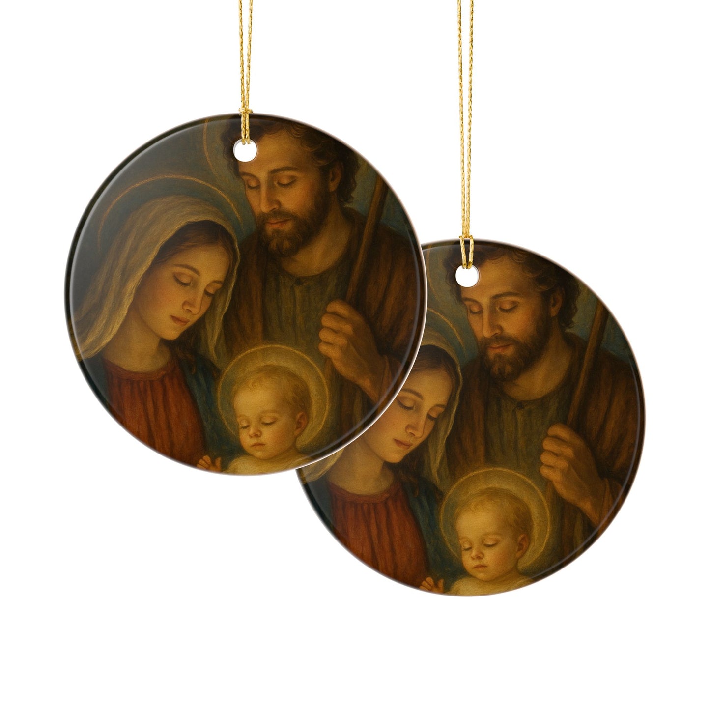 Nativity Holy Family Ceramic Christmas Ornament (2-Sided)