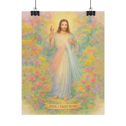 Divine Mercy Watercolor Art – Catholic Rolled Poster | 5x7, 8x10, 11x14, 16x20 Sizes