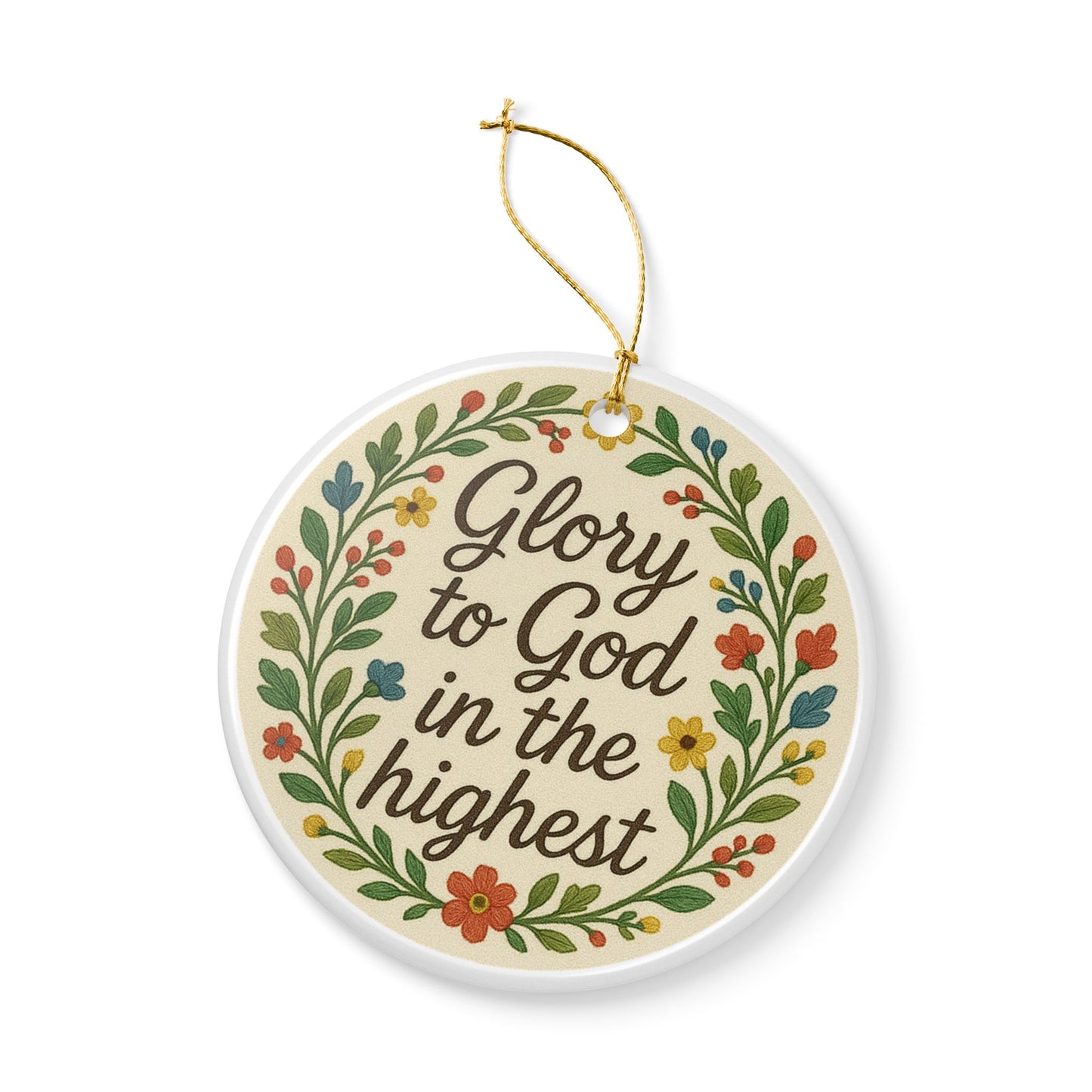 "Glory to God in the Highest" Ceramic Christmas Ornament (2-Sided)