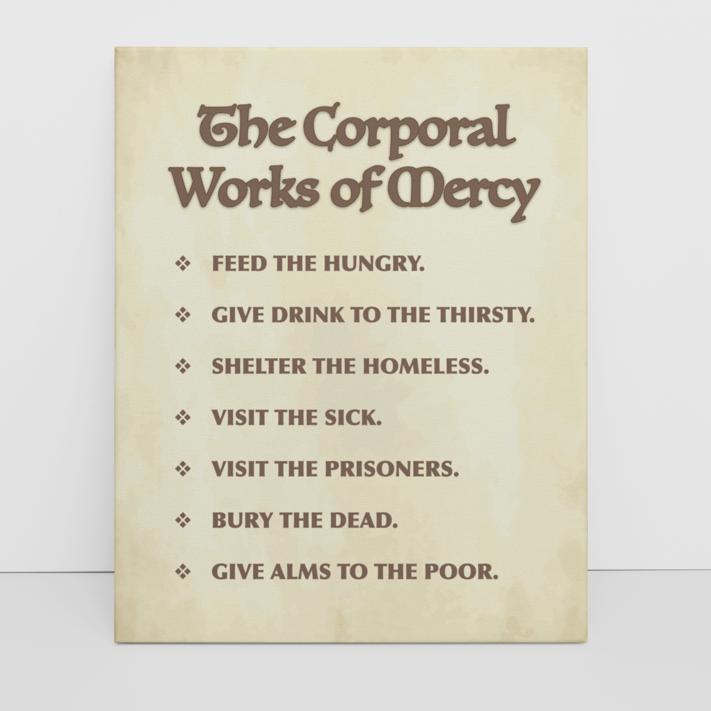 The Corporal Works of Mercy – Catholic Wrapped Canvas Wall Art | 5x7, 8x10, 11x14 Sizes