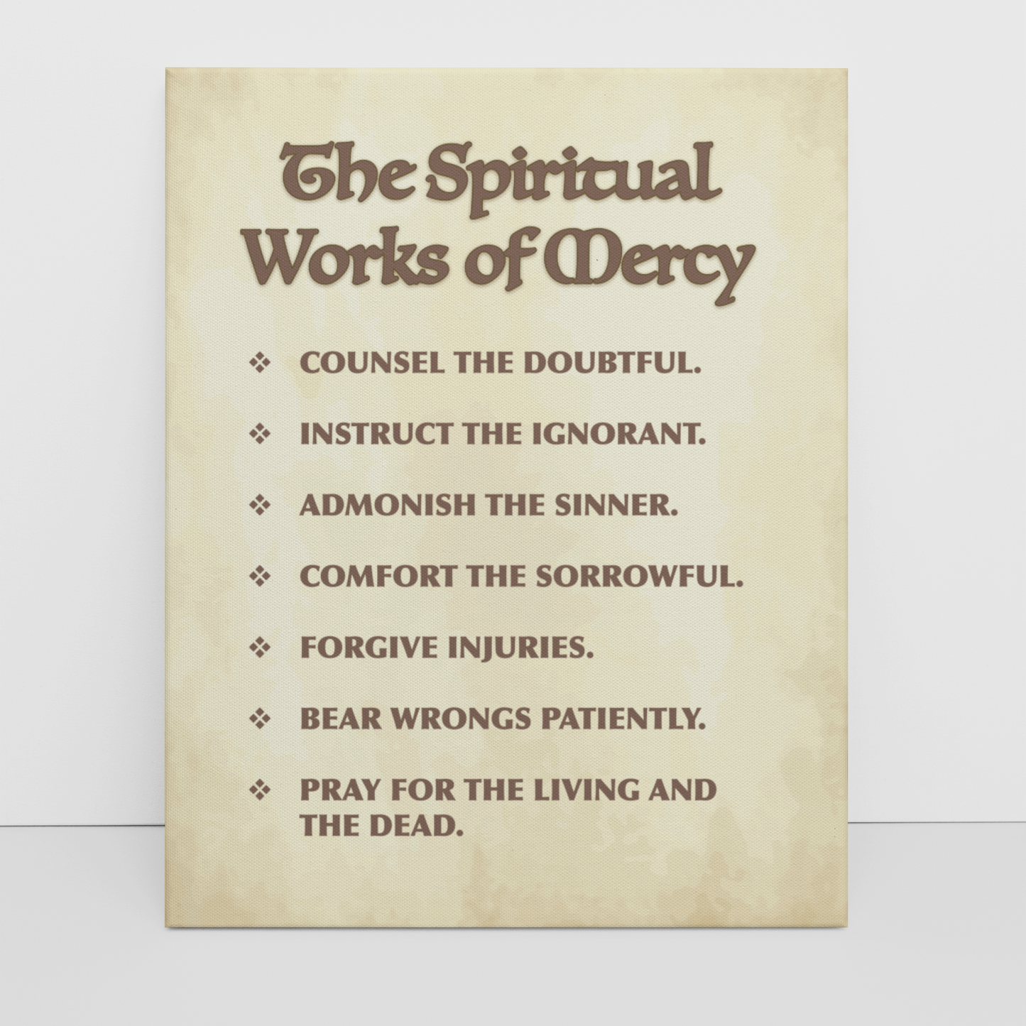 The Spiritual Works of Mercy – Catholic Wrapped Canvas Wall Art | 5x7, 8x10, 11x14 Sizes