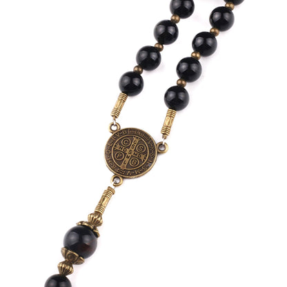 St. Benedict Medal Black Onyx Stone Rosary by Catholic Heirlooms