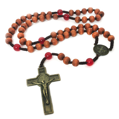 FREE St. Benedict Wood & Stone Cord Rosary Set (Just Pay Shipping)