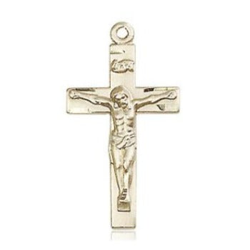 Crucifix Medal - 14K Gold Filled - 7/8 Inch Tall x 3/8 Inch Wide