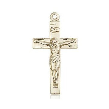 Crucifix Medal - 14K Gold - 7/8 Inch Tall x 3/8 Inch Wide