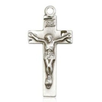 Crucifix Medal - Pewter - 7/8 Inch Tall x 3/8 Inch Wide