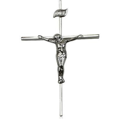Crucifix Medal - Sterling Silver - 1-1/2 Inch Tall x 1 Inch Wide