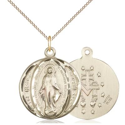 Miraculous Medal Necklace - 14K Gold Filled - 7/8 Inch Tall by 3/4 Inch Wide with 18" Chain