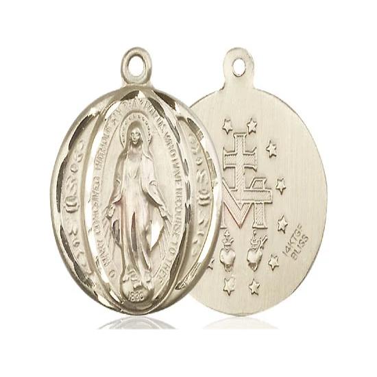 Miraculous Medal Necklace - 14K Gold Filled - 7/8 Inch Tall by 3/4 Inch Wide with 18" Chain