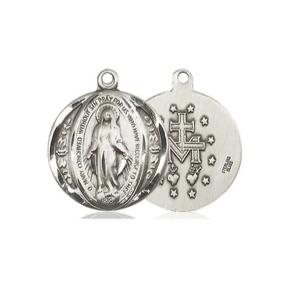 Miraculous Medal - Pewter - 7/8 Inch Tall by 3/4 Inch Wide