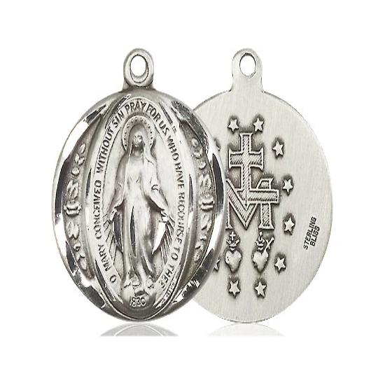 Miraculous Medal - Sterling Silver - 7/8 Inch Tall by 3/4 Inch Wide