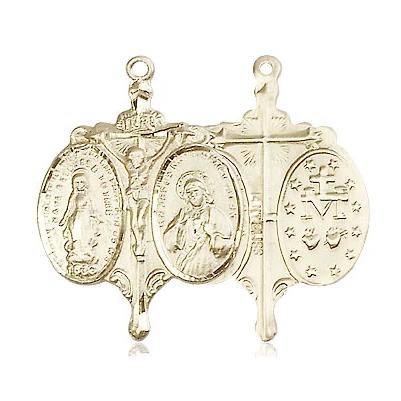 Miraculous Medal Necklace - 14K Gold - 7/8 Inch Tall by 5/8 Inch Wide with 18" Chain