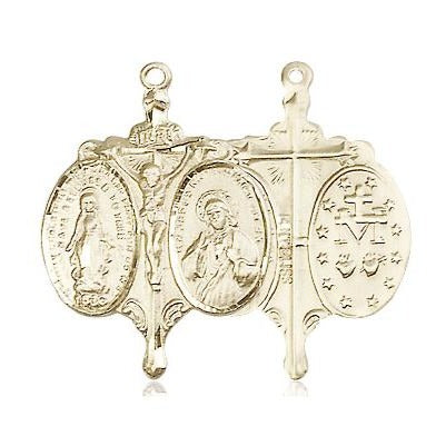 Novena Medal Necklace - 14K Gold - 7/8 Inch Tall x 5/8 Inch Wide with 18" Chain