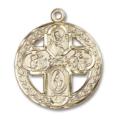 5 Way Medal - 14K Gold Filled - 1-1/8 Inch Tall x 1 Inch Wide