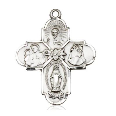 4 Way Medal - Sterling Silver -  Inch Tall x 7/8 Inch Wide