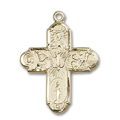 5 Way Medal - 14K Gold Filled - 3/4 Inch Tall x 5/8 Inch Wide