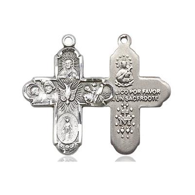 5 Way Medal - Sterling Silver - 3/4 Inch Tall by 5/8 Inch Wide