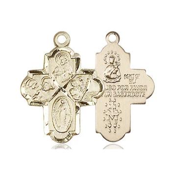 4 Way Medal - 14K Gold Filled - 3/4 Inch Tall x 1/2 Inch Wide