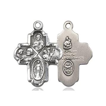 4 Way Medal - Sterling Silver - 3/4 Inch Tall x 1/2 Inch Wide