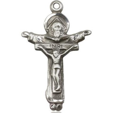 Trinity Crucifix Medal - Sterling Silver - 1-3/8 Inch Tall x 7/8 Inch Wide