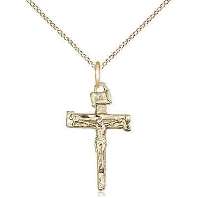 Nail Crucifix Medal Necklace - 14K Gold Filled - 3/4 Inch Tall x 1/2 Inch Wide with 18" Chain