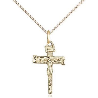 Nail Crucifix Medal Necklace - 14K Gold - 3/4 Inch Tall x 1/2 Inch Wide with 18" Chain