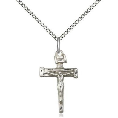 Nail Crucifix Medal Necklace - Sterling Silver - 3/4 Inch Tall x 1/2 Inch Wide with 18" Chain