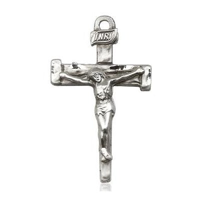 Nail Crucifix Medal Necklace - Sterling Silver - 1 Inch Tall x 5/8 Inch Wide with 24" Chain