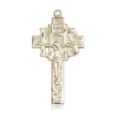 Crucifix-IHS Medal Necklace - 14K Gold Filled - 1 Inch Tall x 1/2 Inch Wide with 24" Chain