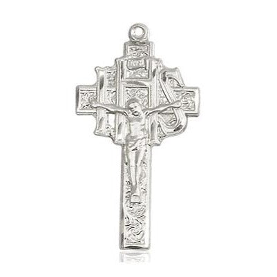 Crucifix-IHS Medal Necklace - Sterling Silver - 1 Inch Tall x 1/2 Inch Wide with 24" Chain