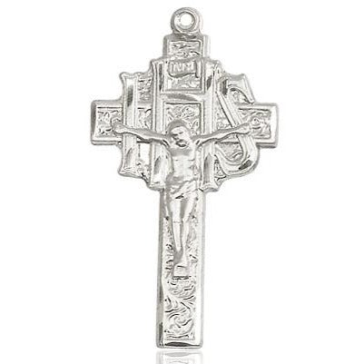 Crucifix-IHS Medal Necklace - Sterling Silver - 1-1/4 Inch Tall x 5/8 Inch Wide with 18" Chain
